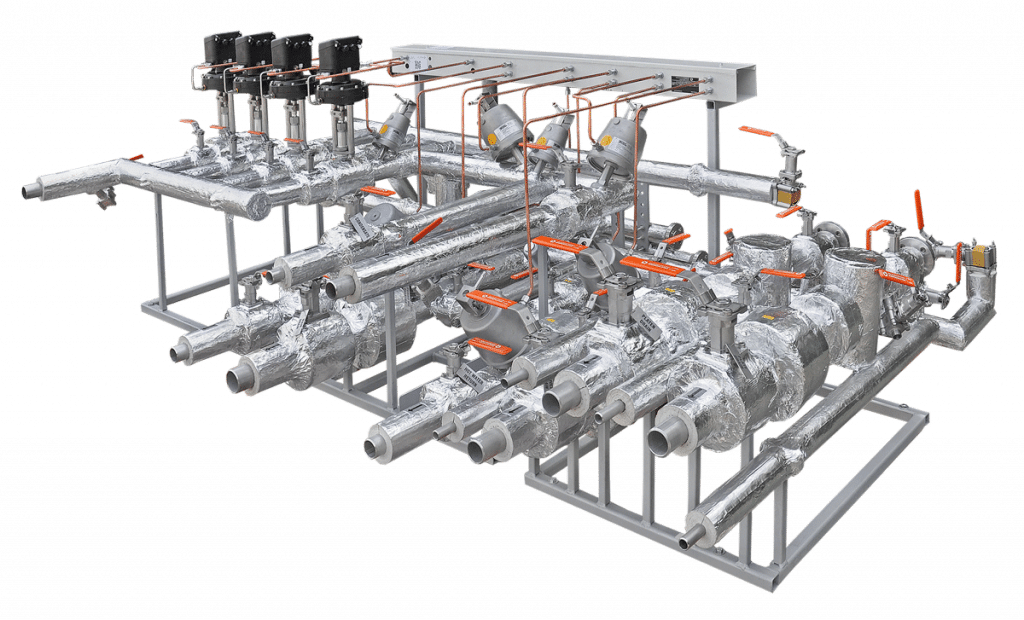 Isolierung Prozesskette Reifenindustrie Anwendung bei Reifenpressen, Isolierung der Dampfleitungen mit MW20 Mineralwolle, Industriehalle, Werkhalle, Produktionsanlage Wärmeisolierung, Wärmedämmung auch für Ventile wie Schrägsitzventile, HSS-PY Hitzeschutz Silikonschlauch, Hitzeschutz bei Prozesswärme, Raffinerie, Chemie-Industrie, Lebensmittelindustrie, Prozess‑SKIDs & Hochtemperaturanlagen